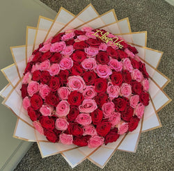 100 Red and Pink Roses Bouquet