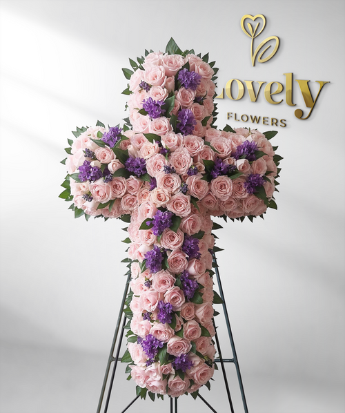 Luxury Sympathy Cross Arrangement for Memorial & Funeral Services
