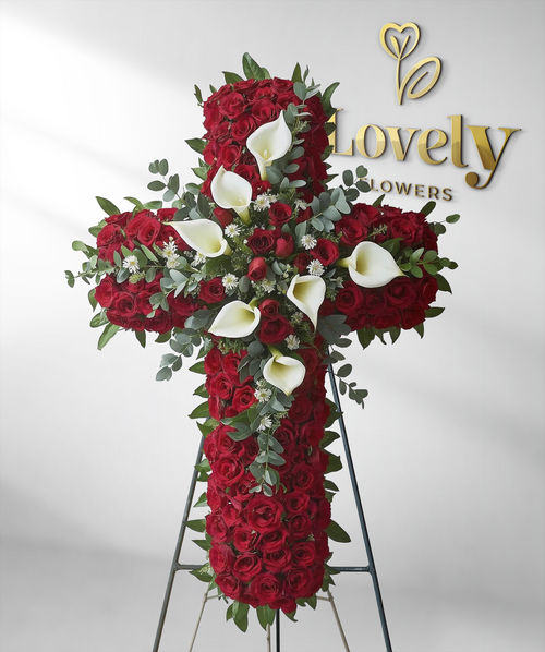 Premium All-Red Rose Cross