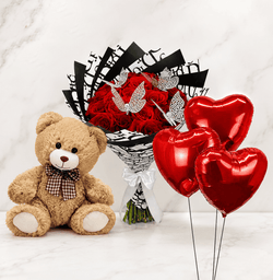 COMBO #15 Bouquet Dior Crimson Hearts & Teddy