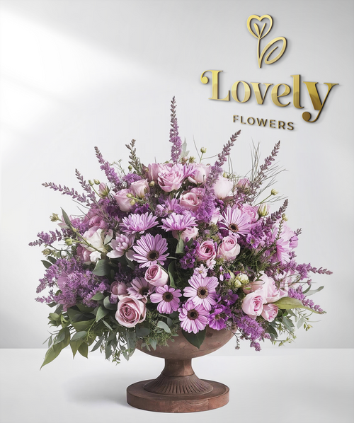 Elegant Pink Rose and Lavender Floral Arrangement