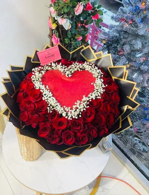 50 Burning Bouquet Red Roses