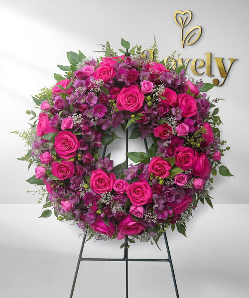 Sympathy Floral Pink & Purple Arrangement for Memorial
