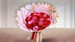 25 Red&Pink Roses Pink Paper