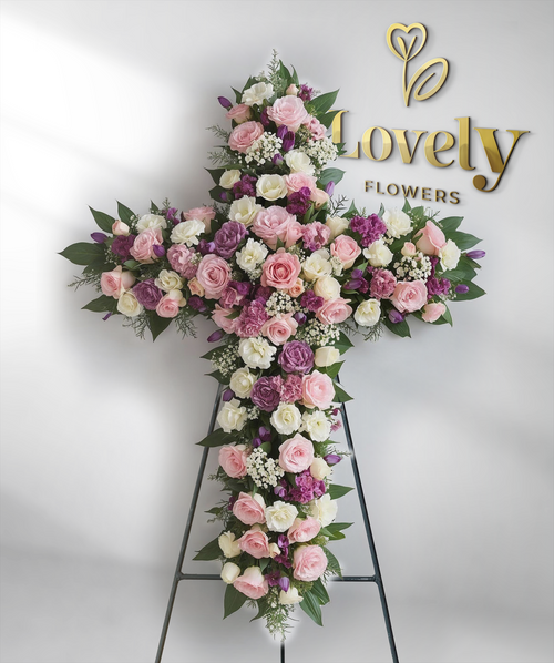 Luxury Sympathy Christian Floral Tribute for Memorial Services