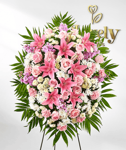 Pink Lily & Rose Funeral Standing Spray