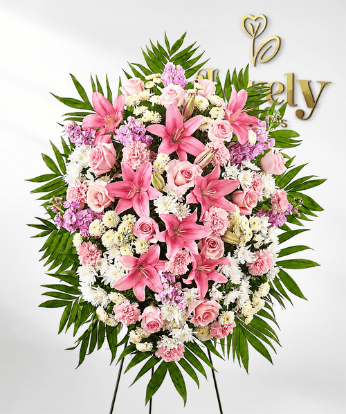 Pink Lily & Rose Funeral Standing Spray