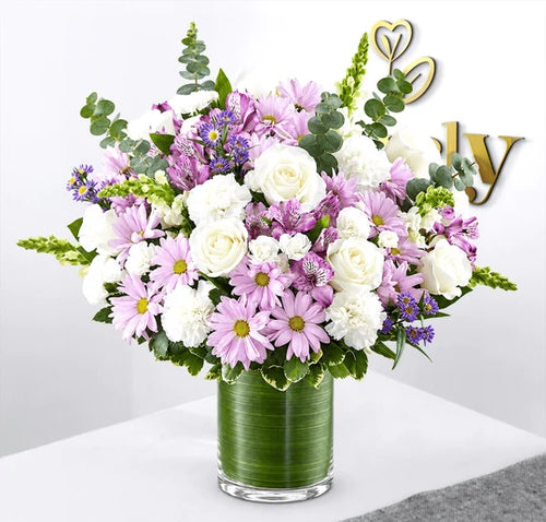 Lavender & White Mixed Flower Arrangement