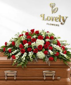 Red & White Casket Spray