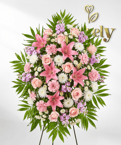 Pink Lily & Rose Funeral Standing Spray