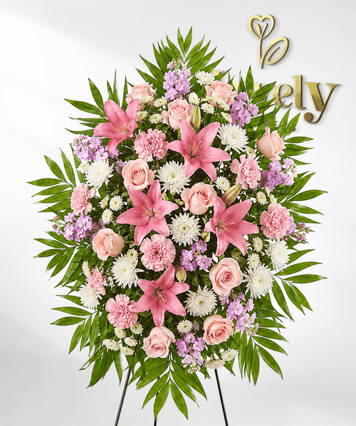 Pink Lily & Rose Funeral Standing Spray