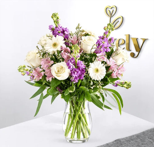 Lavender & White Circular Floral Arrangement