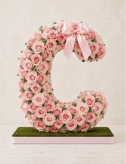 Letter C Blush Rose Floral