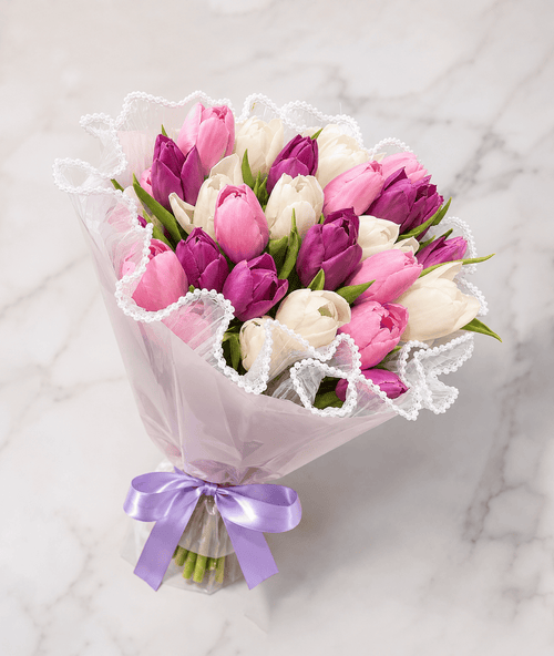 30 Tulips Bouquet in Beautiful Colors