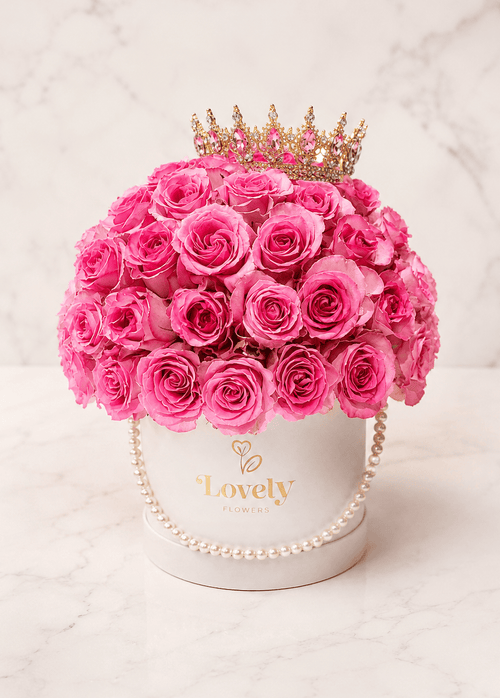 Royal Pink Pearl Crown – 50 Roses