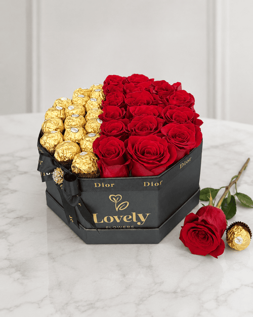Hexagonal Box with Half Chocolates