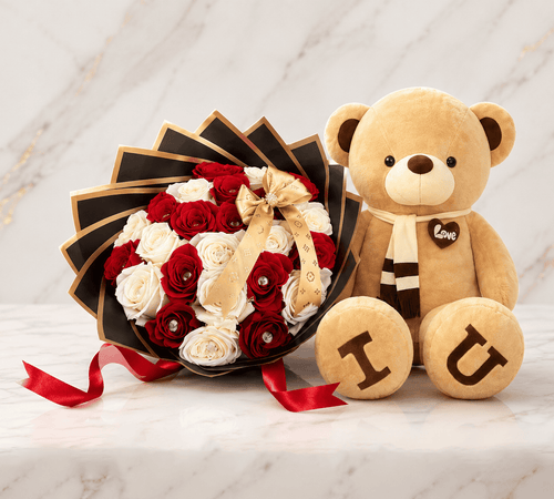 COMBO #6 Forever Yours IU – Rose & Giant Teddy