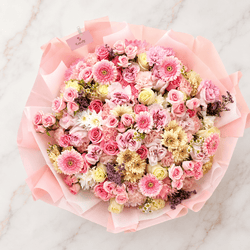 Golden Blush Rose Garden Bouquet