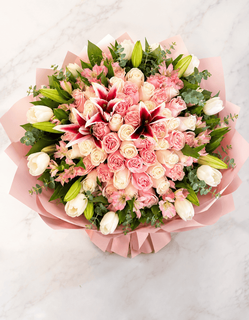 Blushing Lily Romance Mix Bouquet