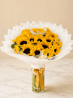 20 Sunflowers Bouquet + Elegant Louis Vuitton Mesh