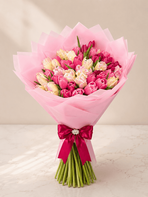 50 Mixed Tone Tulips Bouquet