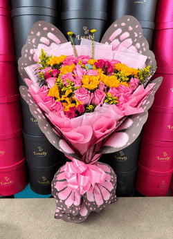 Butterfly Style Rose & Sunflower Bouquet