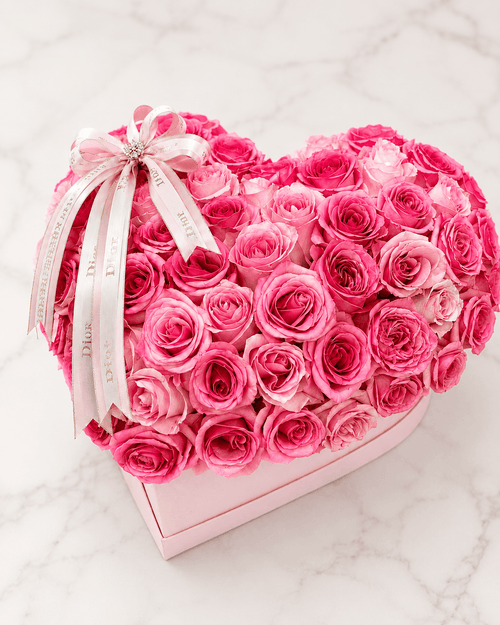 Blush Heart 80 Rose Medium Pink Heart Box