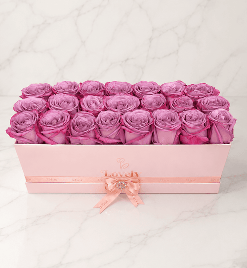 Lavender Elegance Rose Flat Pink Box