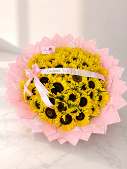 50 Sunflowers Bouquet – Elegant Louis Vuitton Style Wrap
