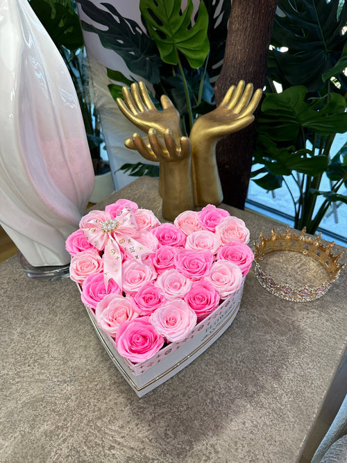 Eternity Roses Mix Pinks Heart Box