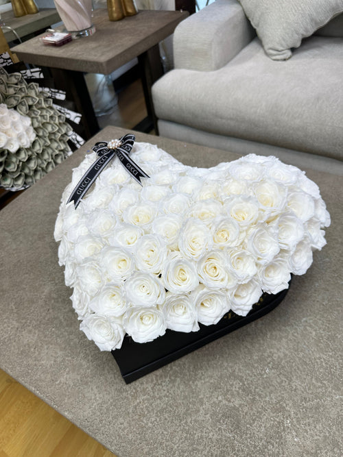 White Eternal Rose Heart Box