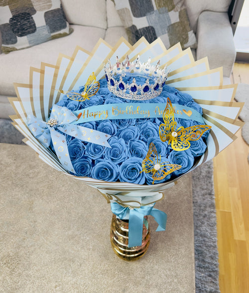 50 Blue Eternal Roses
