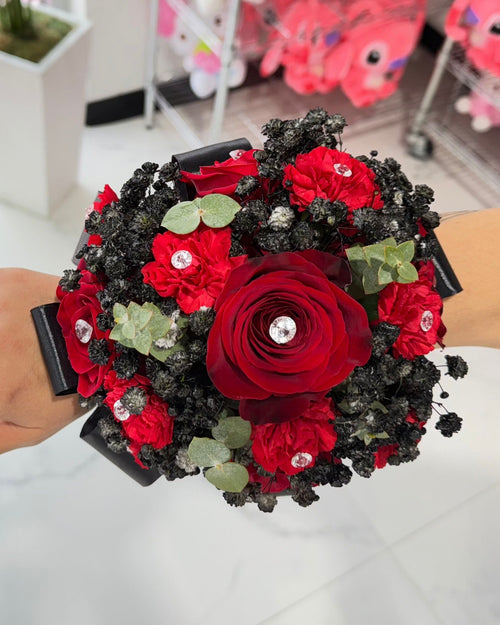 Black and Red Corsage