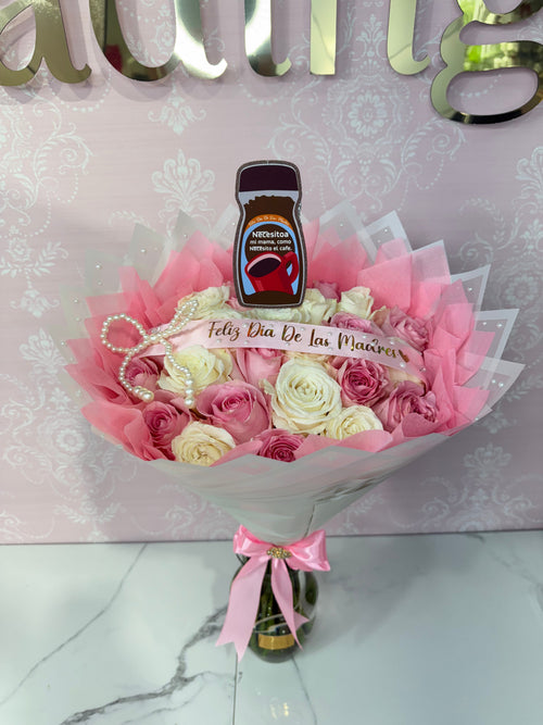 25 Pink And White Roses ~ Mom Topper
