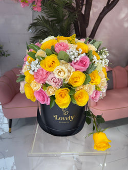 Lovely Black Box with mix of flowers