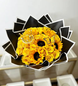 25 Yellow Roses +  6 Sunflowers