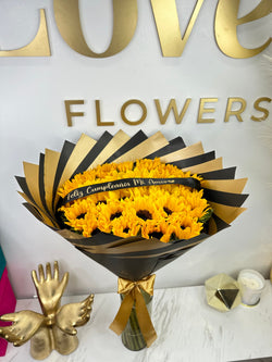 20 Sunflowers gold / black paper