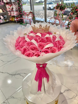 50 Pink Opala Roses White paper ~ Ramo buchon opala papel blanco