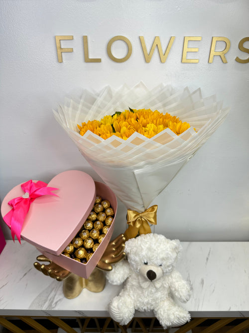 20 Sunflowers + Chocolate Box