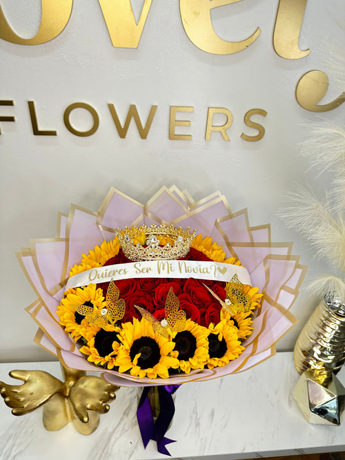 25 Roses + 12 Sunflowers