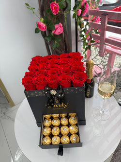25 Eternity Red Rose in  Drawer Box