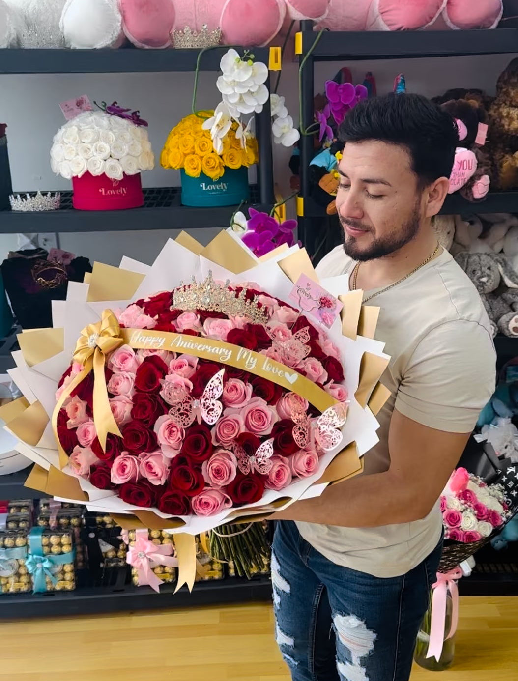 100 Red & Pink Roses