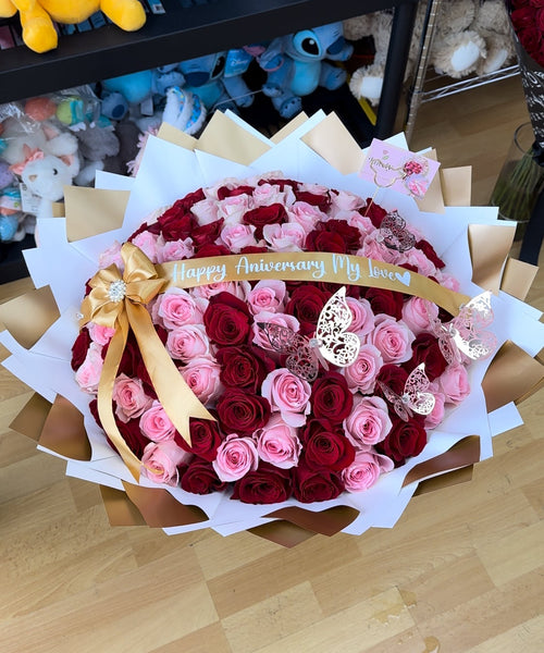 100 Red & Pink Roses