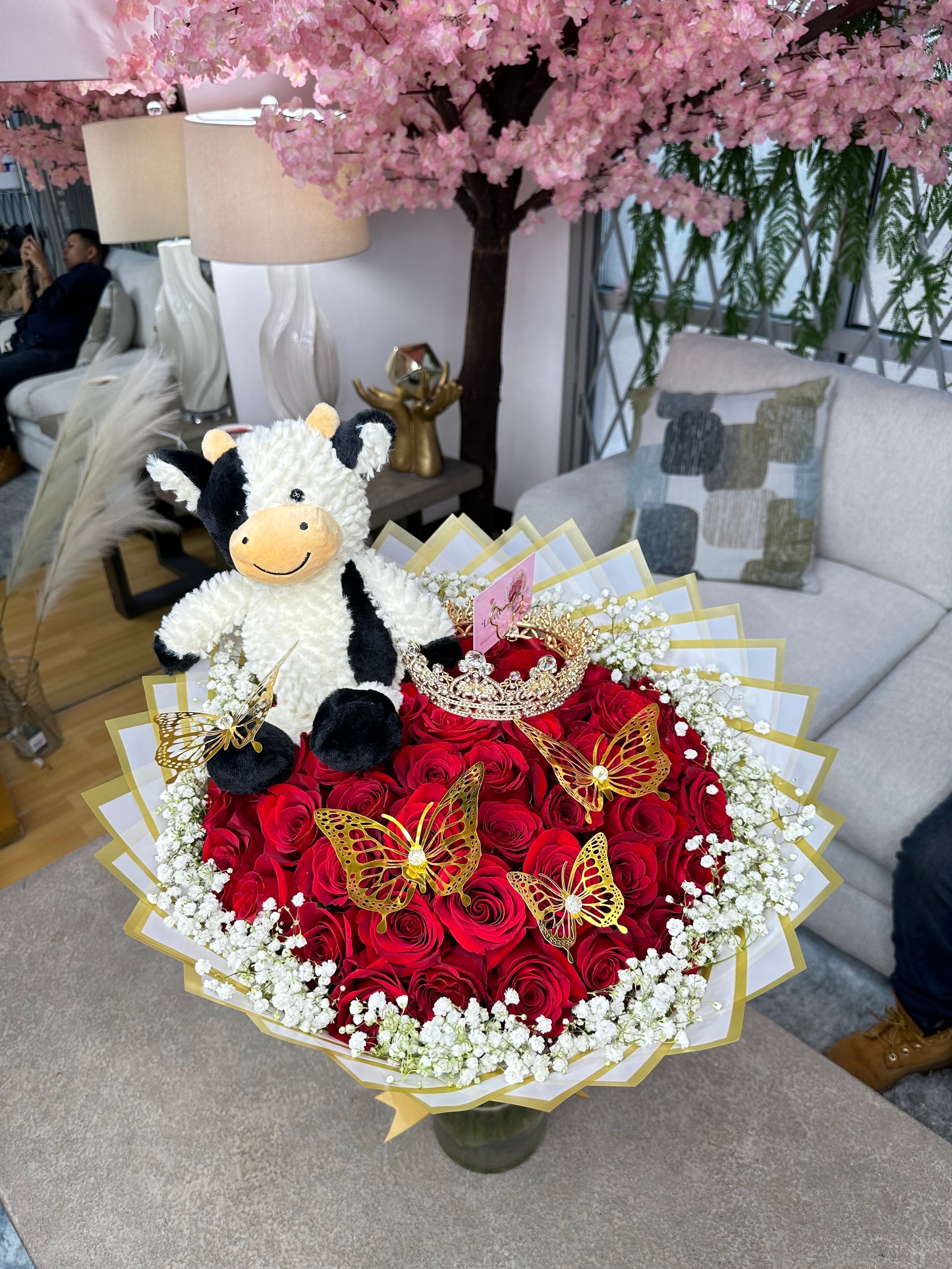 50 Rosas Rojas con Vaquita