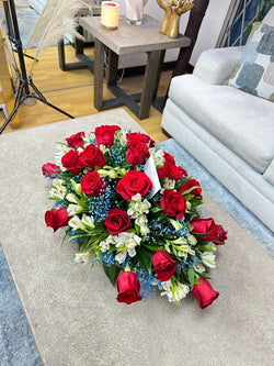 Red Rose Half Casket Cover