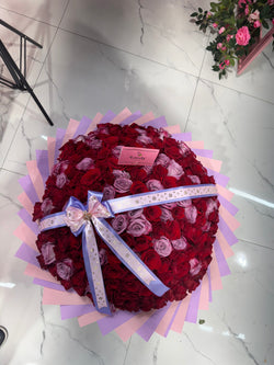 150 Purple & Red Roses