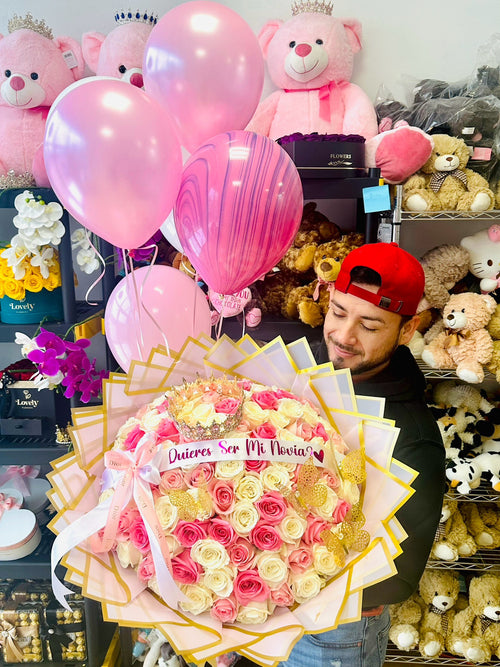 100 Roses Pink & White