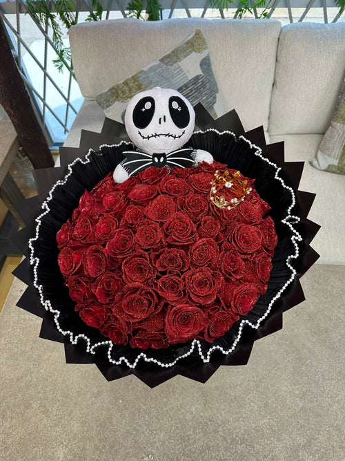 50 Red Glittered Rose Bouquet
