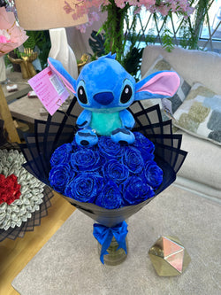 12 Blue Roses + Stitch