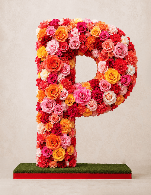 Letter P Sunset Bloom Floral